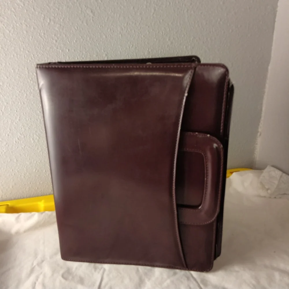 Vintage Franklin Covey Burgundy Zip Planner Binder Retractable Handles Organizer